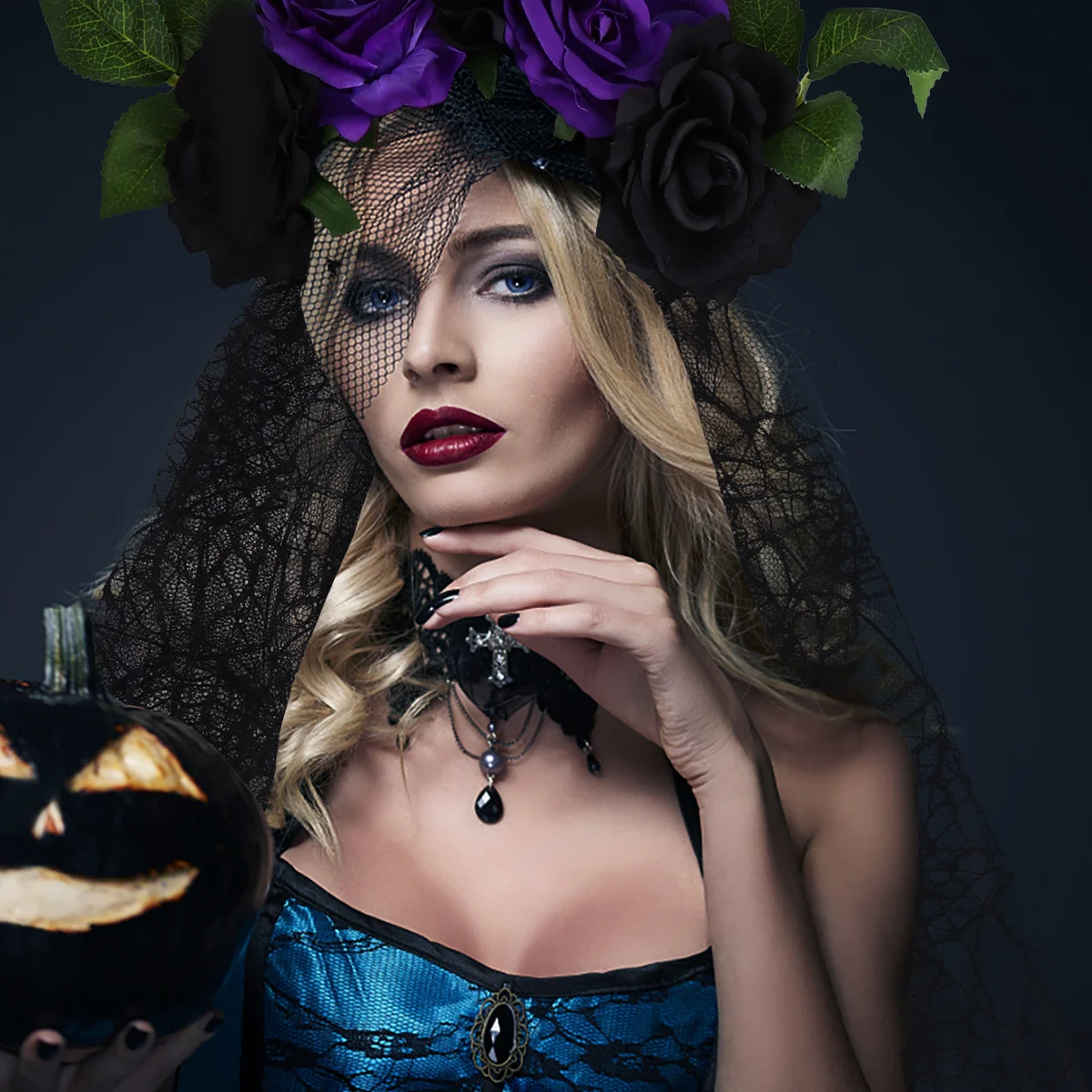 Хэллоуин Цветы Кружевная повязка на голову Модные повязки Волосы Вечеринка