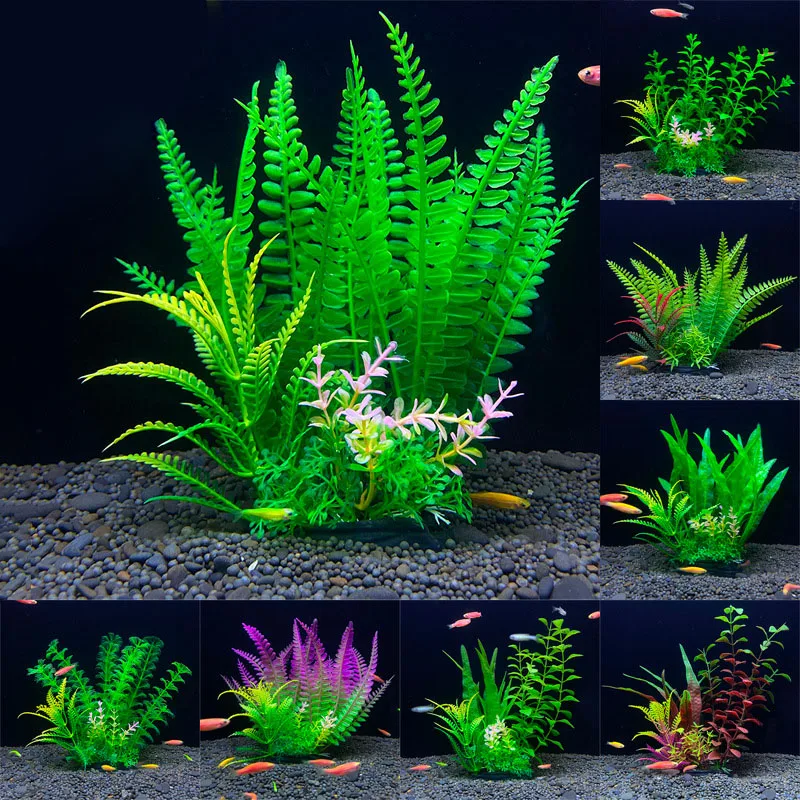 

Artificial Aquarium Decor Plants Water Weeds Ornament Aquatic Plant Fish Tank Grass Decoration Accessories 18cm