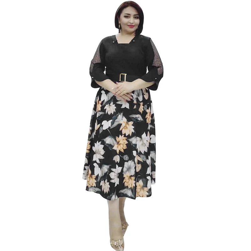 

New African Dresses For Women Dashiki Flower Print Midi Dress Africa Clothes Dashiki Ankara Dresses Ladies 2022 Vetement Femme