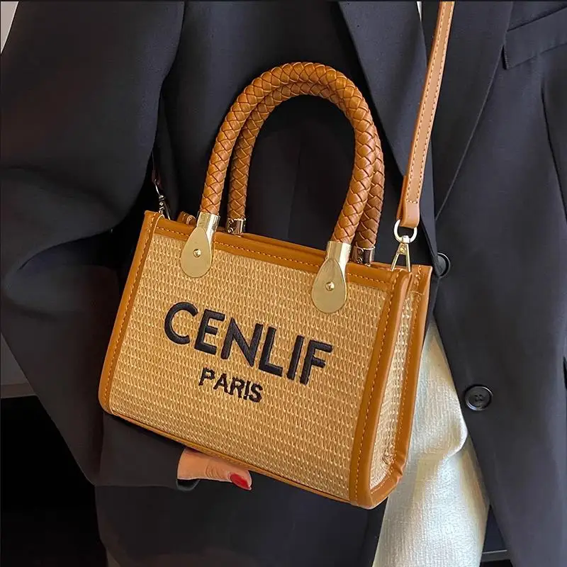 Роскошная брендовая стильная сумка соломенная тканая для женщин новая Seaside Weaven