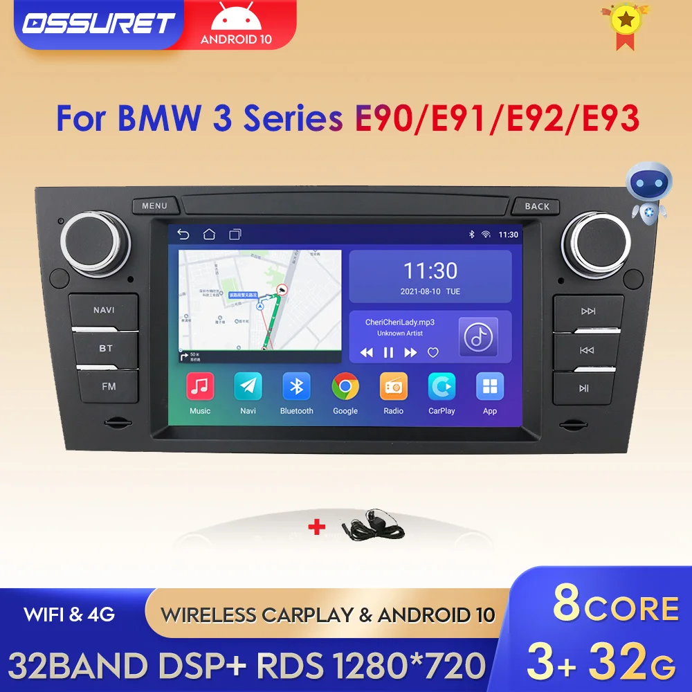 

Автомагнитола для BMW, мультимедийный плеер на Android 10, с 7 "экраном, GPS, Bluetooth, для BMW 3 Series, E90, E91, E92, E93, типоразмер 2DIN