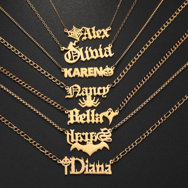 Ожерелье Nextvance с именем на заказ паук летучая мышь панк готика