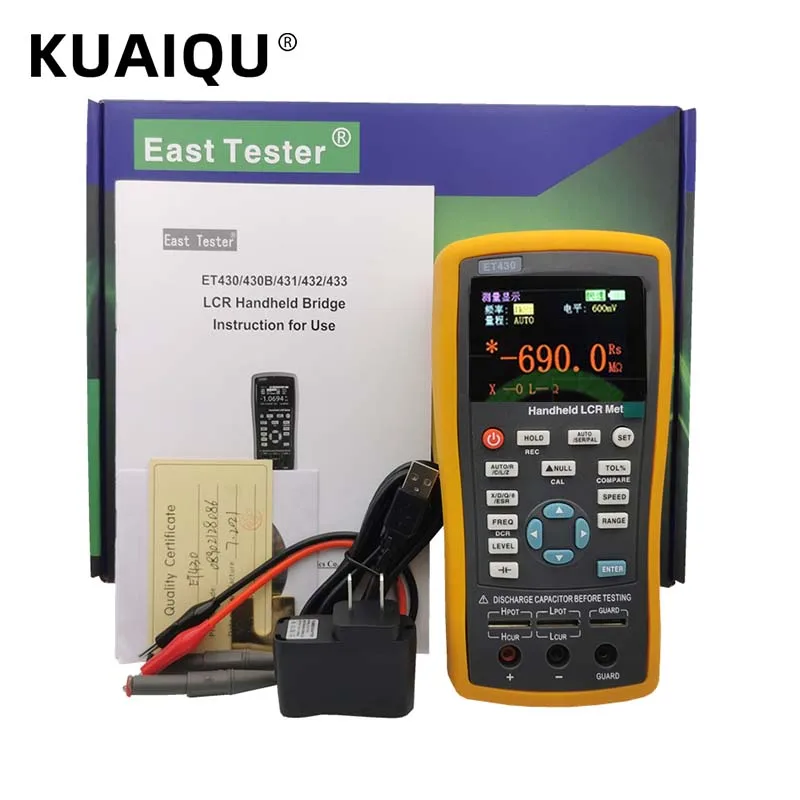 

High Precision LCR Digital Bridge Meter Professional Capacitance Inductance Resistance Tester 100KHz ET430 ET431 ET432 ET433