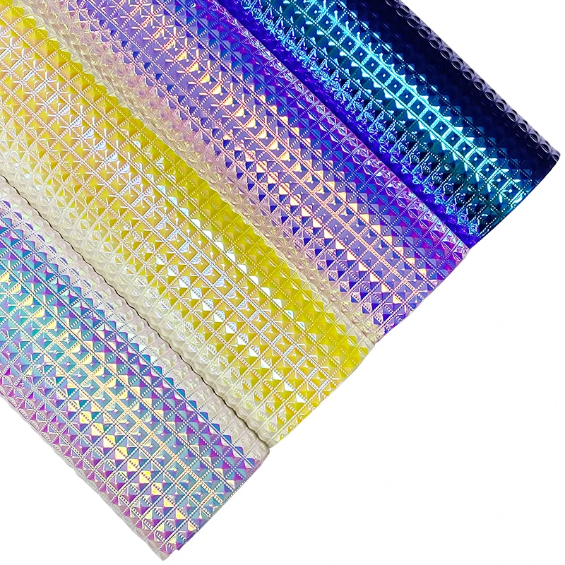 

XHT Embossed Holographic Dichroic PU Synthetic Leather Fabric By Yard for Making Craft/Decorative/Shoe/Bag