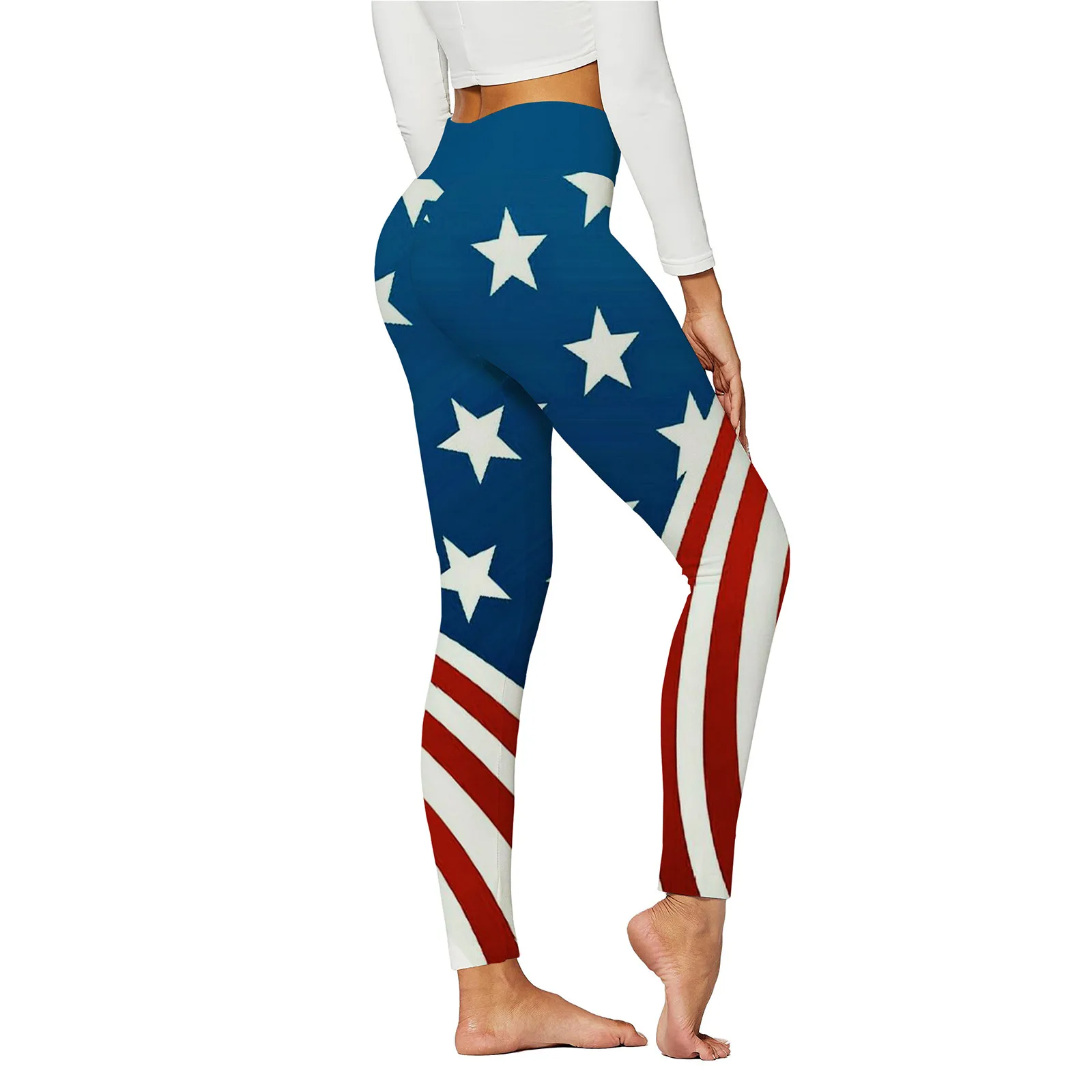 

Independence Day Leggings Women High Waist Butt Lift Star Printed Push Up Workout Trouser Sports Yoga Gym Fitness Pants Leggins