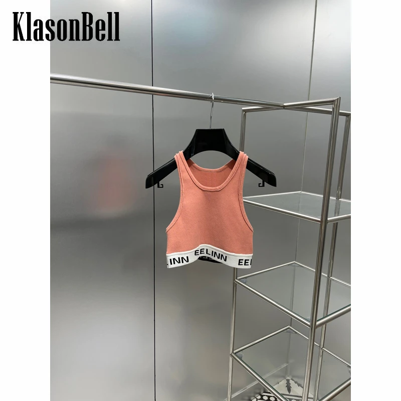 

6,6 KlasonBell эластичная хлопковая трикотажная короткая Облегающая майка с надписью для женщин