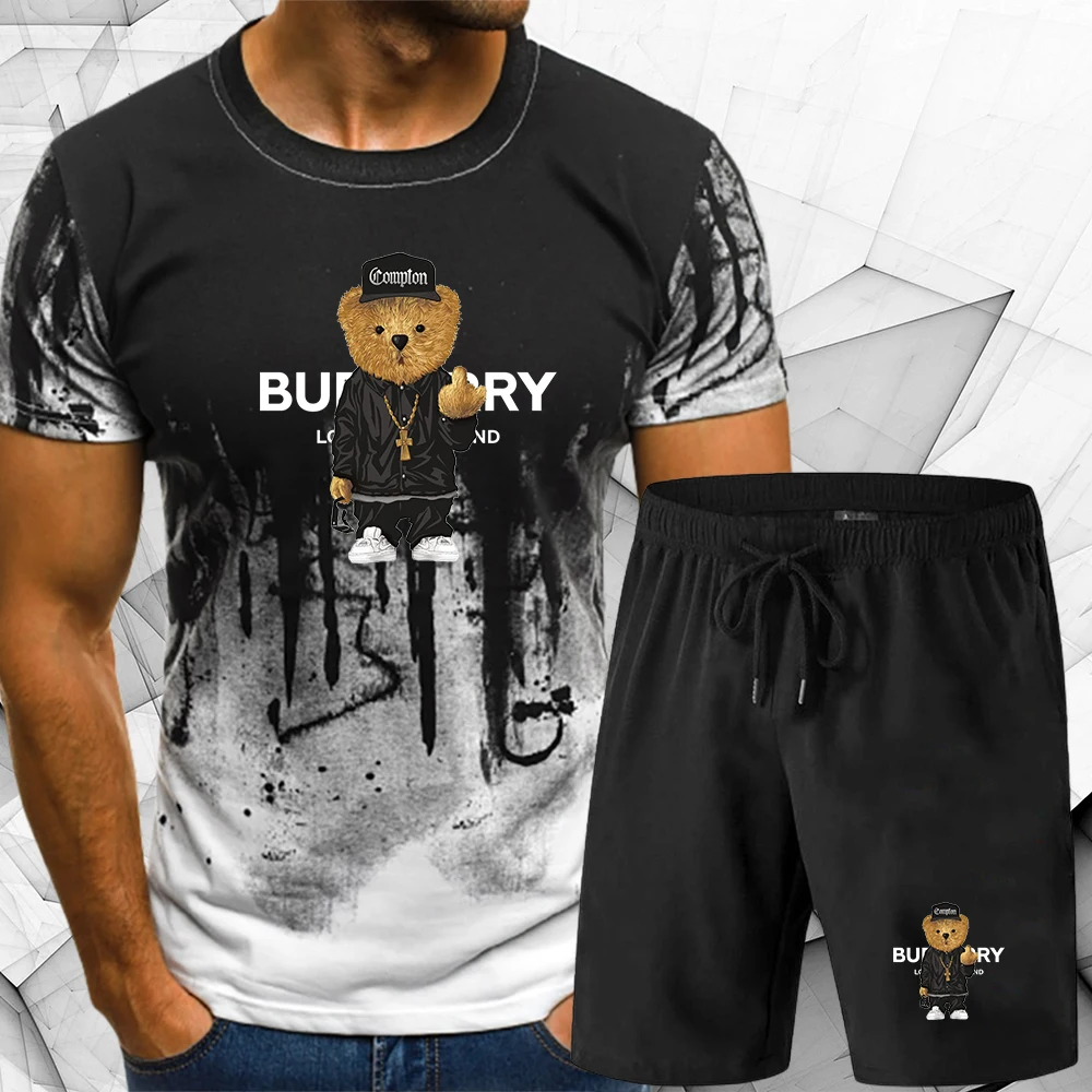 

Костюм мужской из футболки и брюк, роскошный комплект для тренировок и баскетбола, мягкая одежда для бега и фитнеса, спортивная одежда для спортзала, уличная одежда, лето