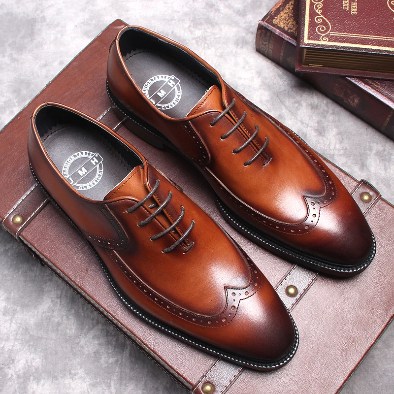 

Elegant Social Oxford Shoes For Men Dress Luxury Formal Black Brown Designer Office Business Men Brogue Shoes High Quality