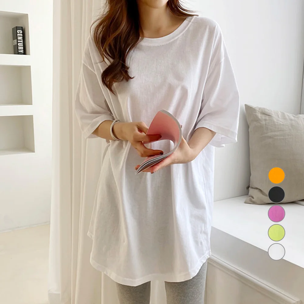 

빅사이즈 제인 박스 롱 반팔 티셔츠