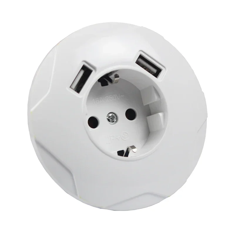 Фото USB-розетка, зарядное устройство, двойной USB-порт, 5 В, 2 А, настенная розетка, высокое качество, белый цвет LLC-01 №3