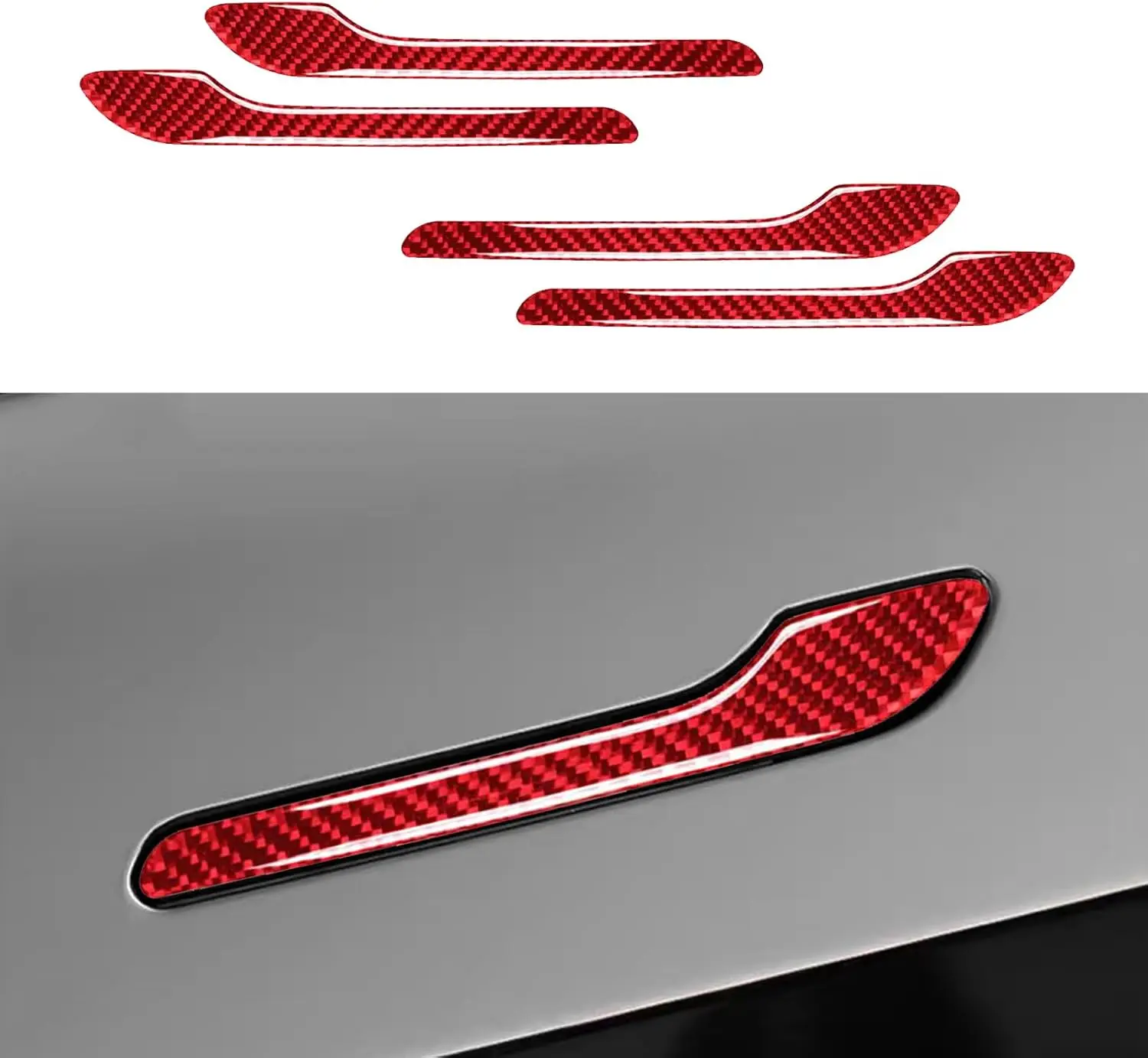 Tesla Model 3 Y Дверная ручка из углеродного волокна Декоративная защитная крышка 4