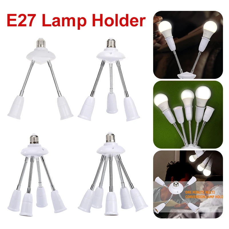 

E27 Splitter 2/3/4/5 Heads Lamp Base Adjustable LED Light Bulb Holder Adapter Converter Socket Multi-conversion Lamp Bulb Holder