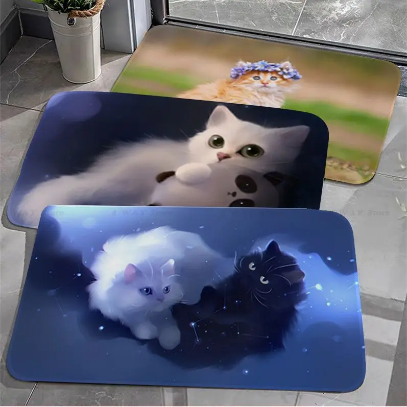

Cute Pet Cat Bathroom Mat Kids Room Bedroom Decoration Balcony Anti-Slip Doormat Living Room Hotel Decor Mat