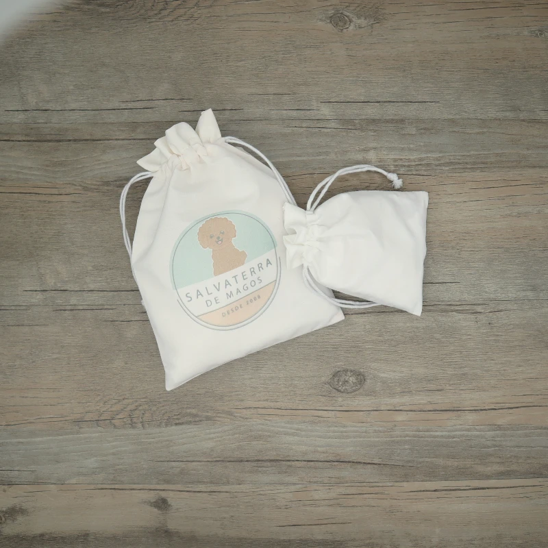 Cotton Pouch Jewelry Packaging Pure Cotton Drawstring Bag Party Makeup Wedding Storage Gift Cloth Packing Bag Custom Logo 50PCS