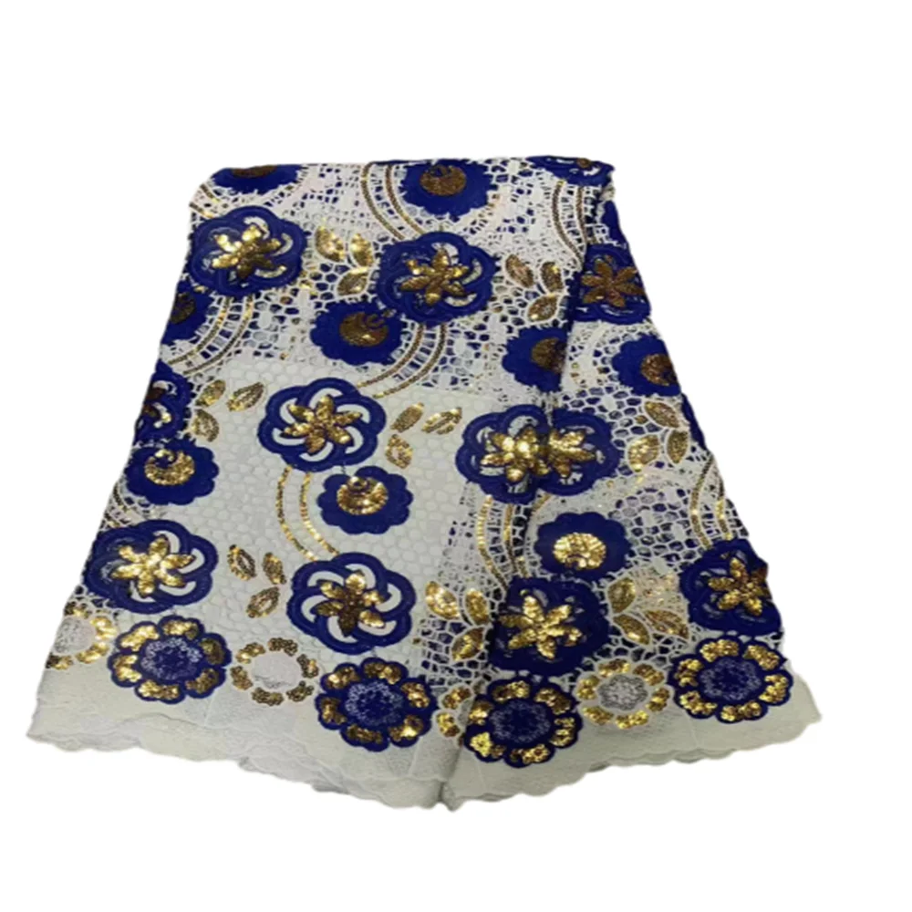 

Blue Hot Sale Sequins Lace Fabrics 2023 African Net Lace Fabric High Quality Nigeria French Tulle Mesh Lace Beads For Bridal