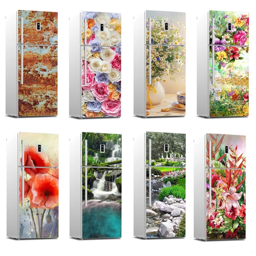 

3D Self Adhesive Dishwasher Refrigerator Wrap Freezer Sticker Art Fridge Door Cover Wallpaper Kitchen Accessories Wall Stickers