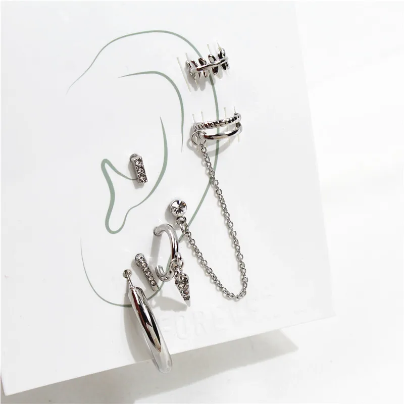 

6PC Mixed Ear Post Cuff Clip On Earrings Fake Cartilage Earring for Women Men Clip Earrings No Pierced Ear C Shape Cuff Earrings