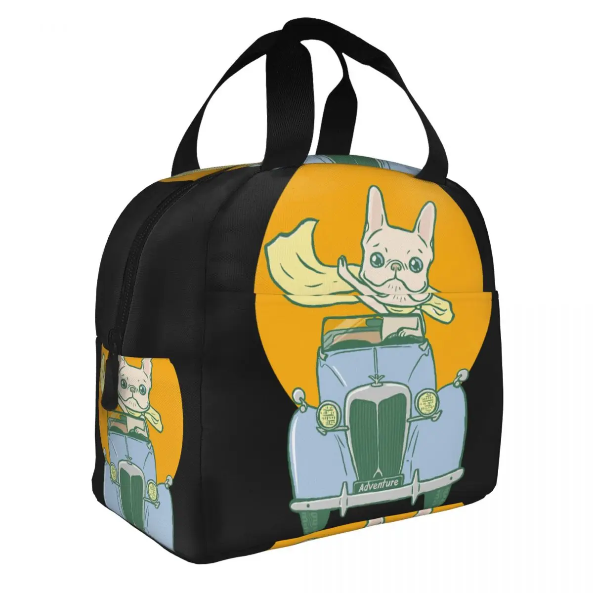

Frenchie's Summer Road Trip Lunch Bento Bags Portable Aluminum Foil thickened Thermal Cloth Lunch Bag for Women Men Boy