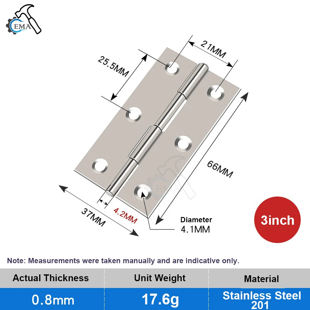 

10 шт., плоская петля из нержавеющей стали, двери шкафа, 1,5 дюйма, 2 дюйма, 3 дюйма, 4 дюйма, петля для окон, деревянная коробка, петля для подавления звука