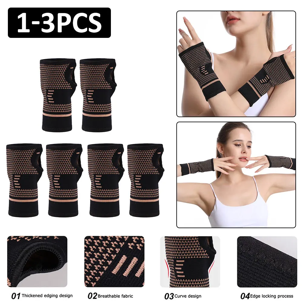 

1-3pcs Wristband Sports Compression Wrist Guard Knit Wrist Brace Guard Sports Fitness Compression Wrap Elastic Hand Gloves New