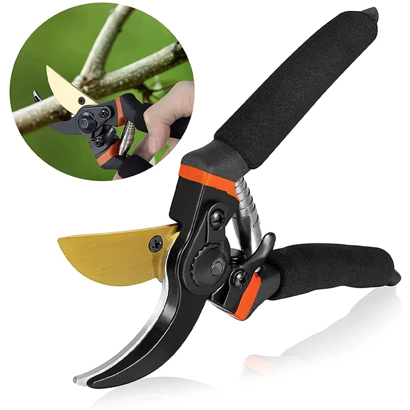 

Professional Secateurs Premium Titanium Bypass Pruning Shears, Hand Pruners, Garden Clip, Hedge Shears, Tree Trimmer