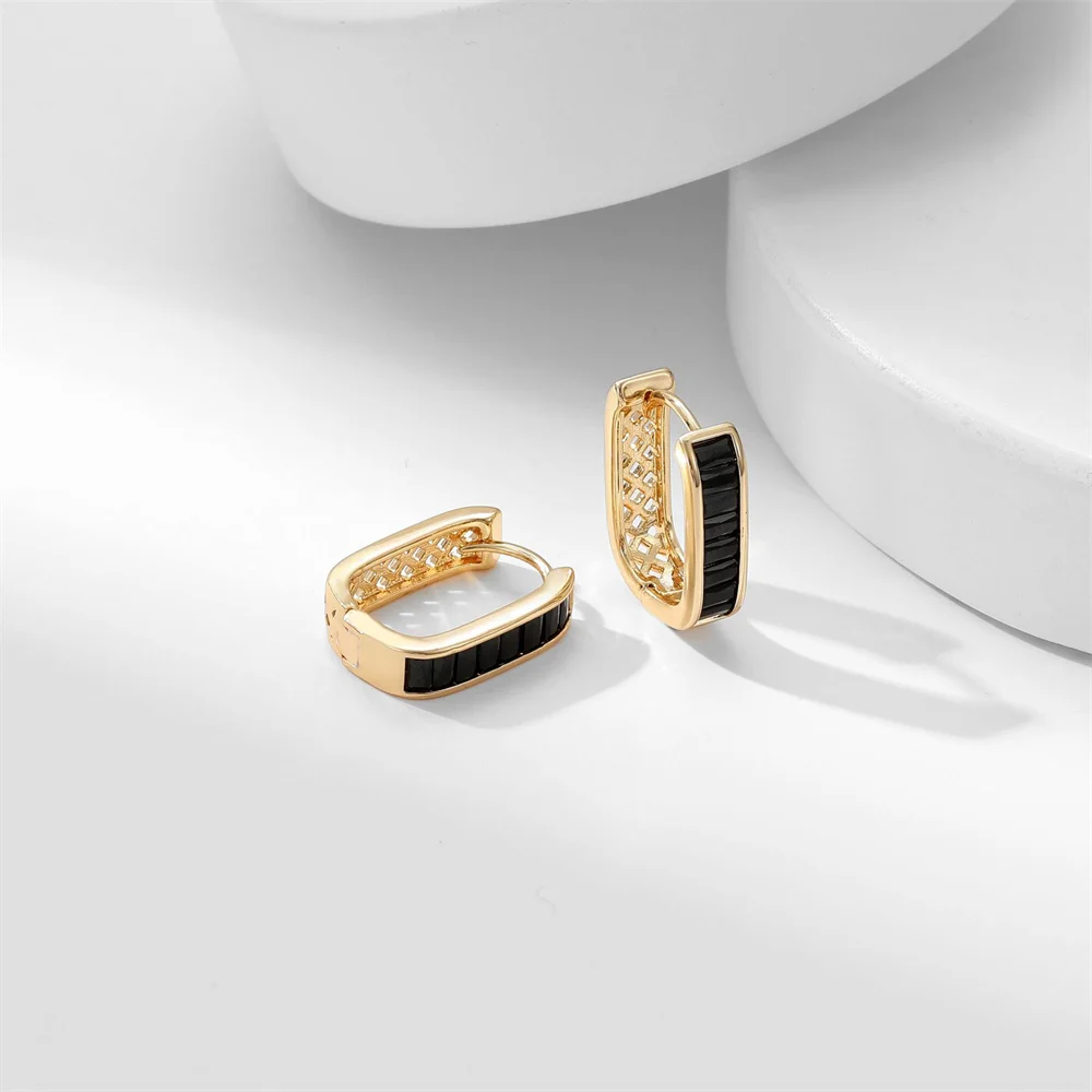 Ins U-образные черные зеленые синие радужные циркониевые геометрические