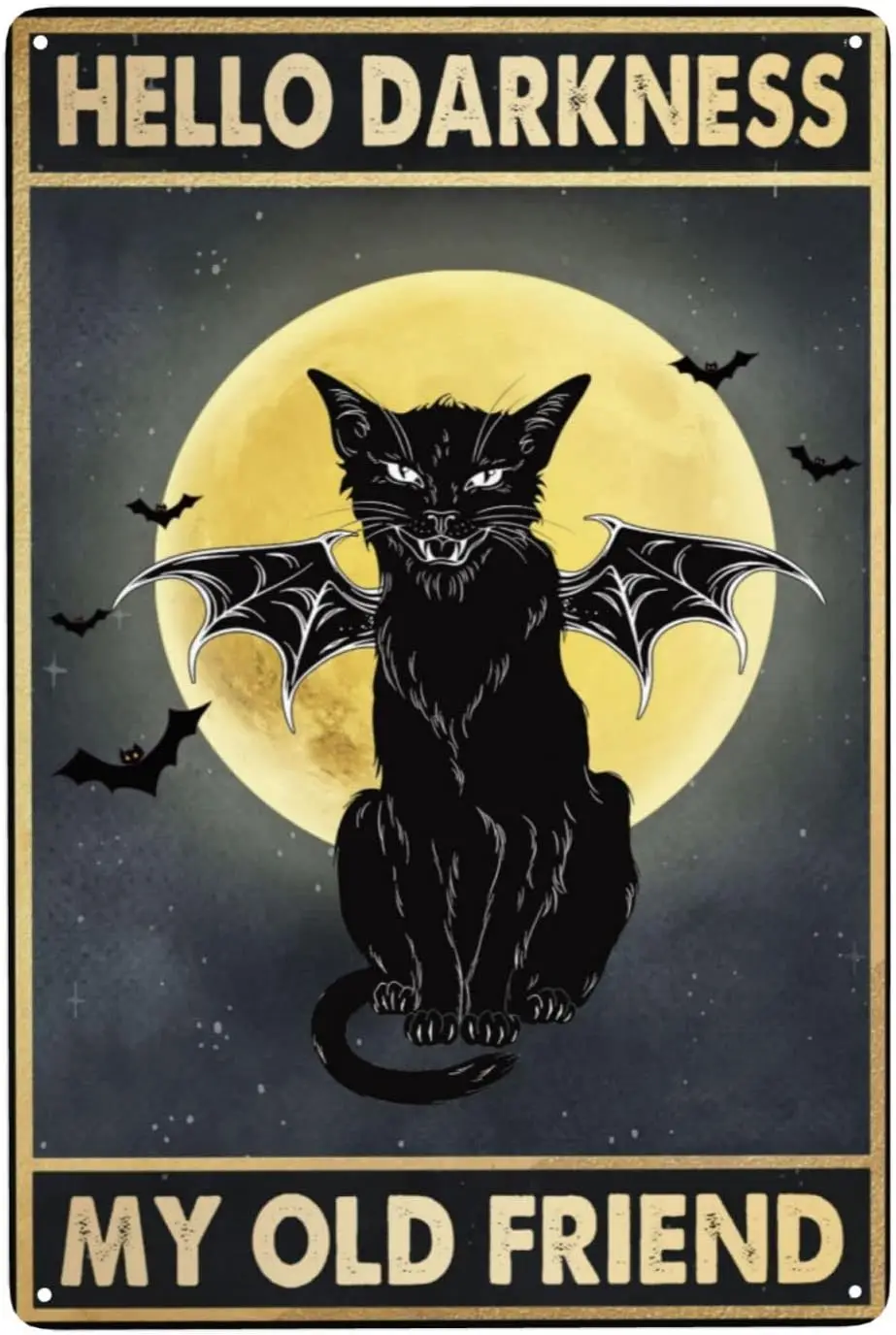 

Забавный металлический жестяной знак Здравствуйте темноте мой старый друг винтажный черный Кот настенное художественное украшение для гостиной ванной комнаты