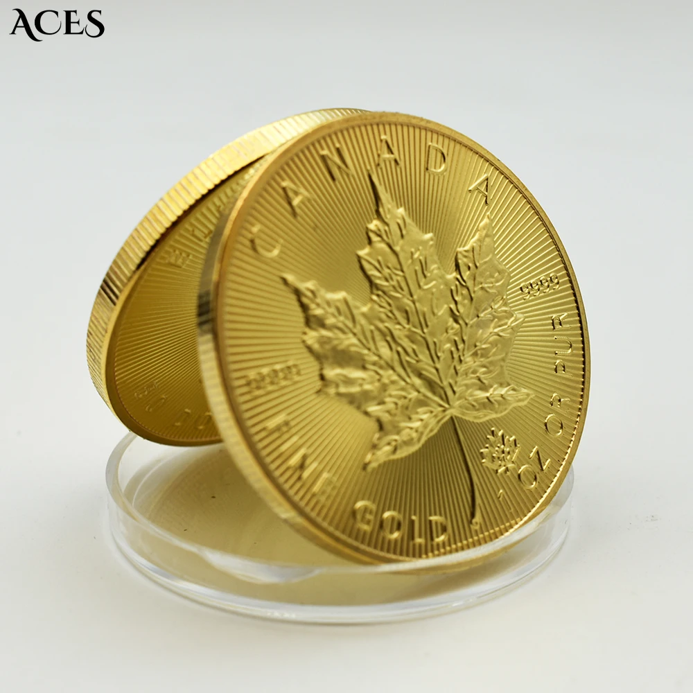 

2015 Maple Leaf Commemorative Coin 50 Dollars Coin Gold Plated Coin Souvenir Gifts for Lovers Home Decoration