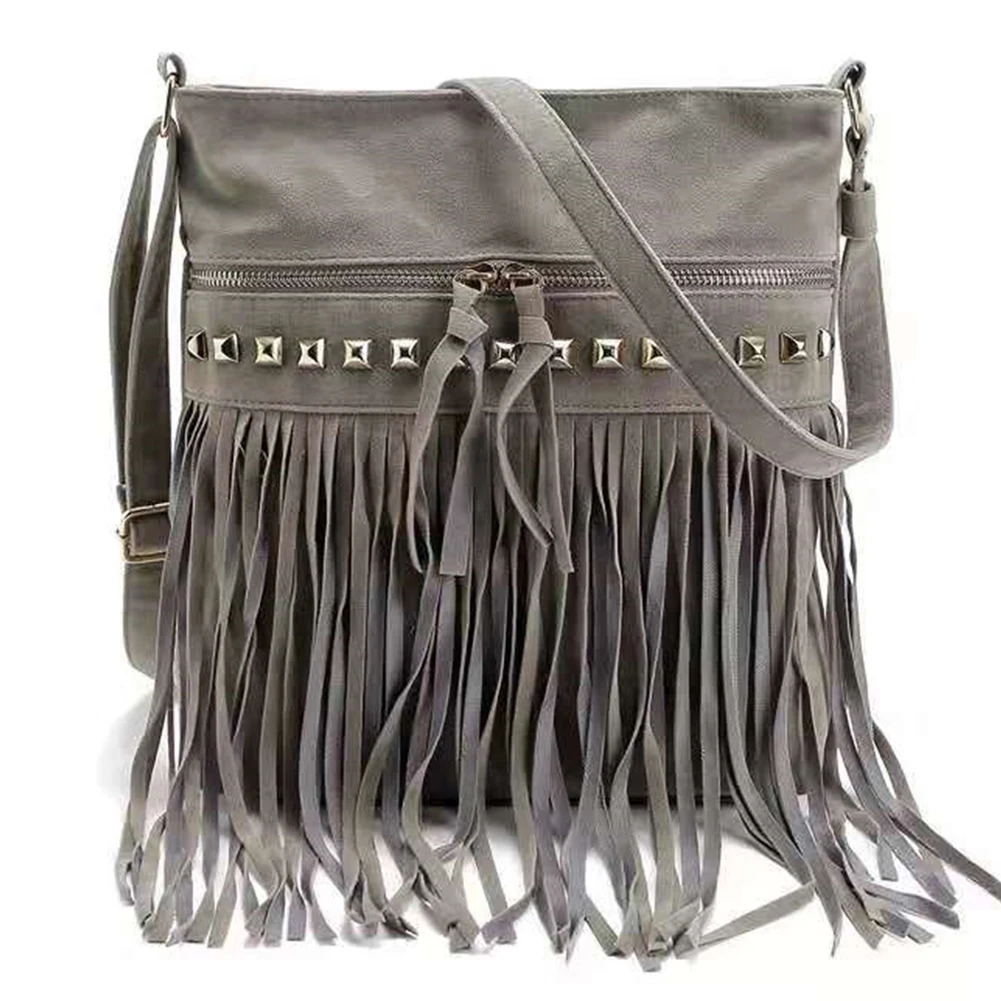 

Сумка-мессенджер из искусственной замши, винтажная сумка-мессенджер с бахромой и кисточкой в стиле ретро, сумки через плечо, сумка через пле...