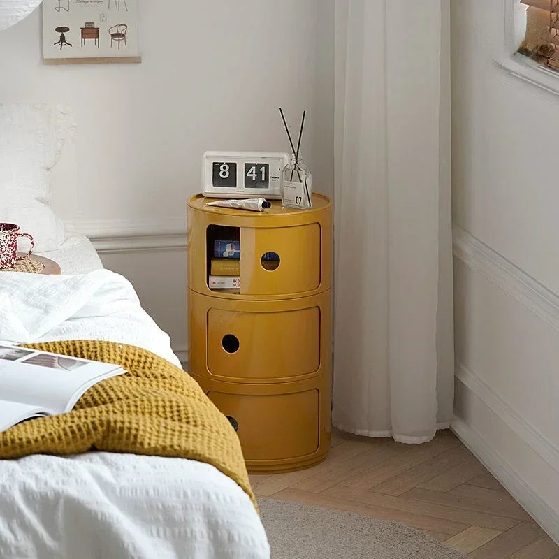 Красная прикроватная тумбочка для спальни современная минималистичная круглая