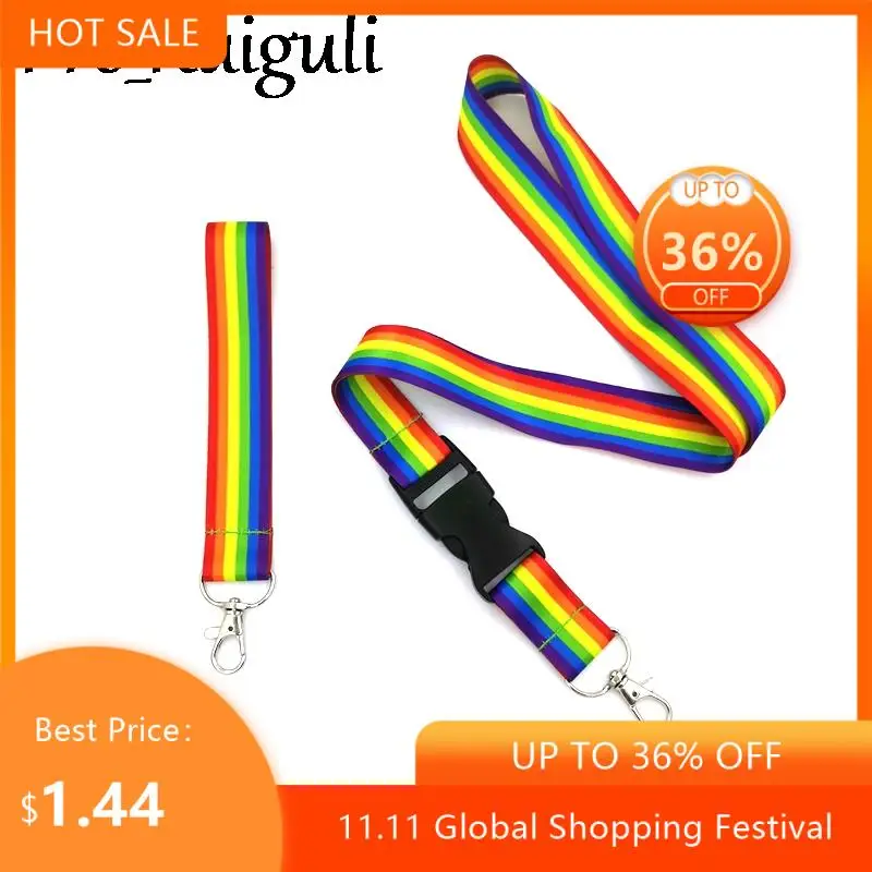 

Homosexuality Rainbow Neck Strap Lanyards ID badge card holder keychain Mobile Phone Strap Gift Ribbon webbing necklace