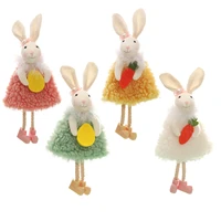 easter tree ornaments easter ornaments 4pcs cute bunny decorations rabbit doll holding egg and carrot multicolored ornament