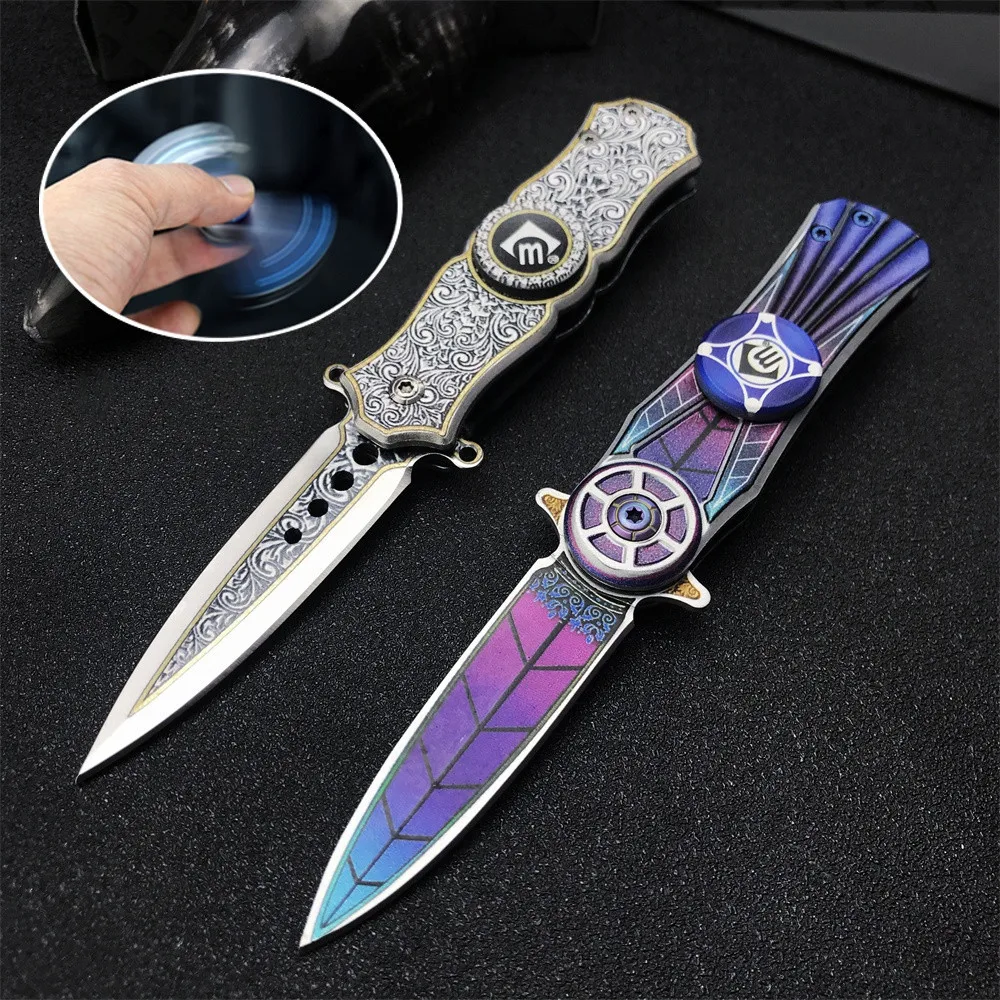 

Fingertip Gyro Pocket Folding Knife 440C Blade Outdoor Survival Self Defense EDC Cutter Field Military Tactical Hunting Knives