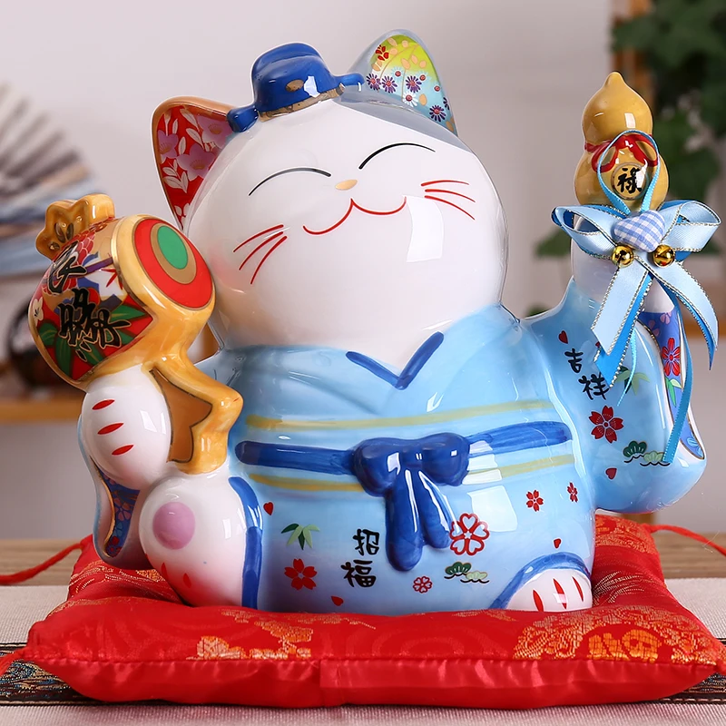 

8 дюймов Керамический Манеки Neko орнамент счастливая кошка копилка японский парный Кот удачи фэн-шуй свадебный подарок центральный элемент