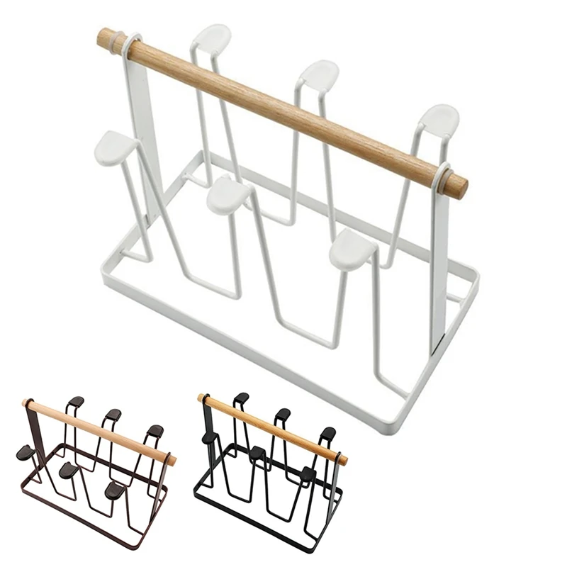 

Vintage Wrought Iron Cup Holder Drainer Storage Organizer Stand Coffee Mug Glass Bottle Hanger Drying Display Rack