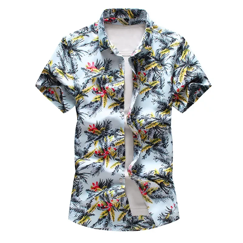 New2022 Size 5XL 6XL 7XL Men's Hawaiian Shirt 2020 Summer New Fashion Casual Printing Short Sleeve Flower Shirt Male Brand C