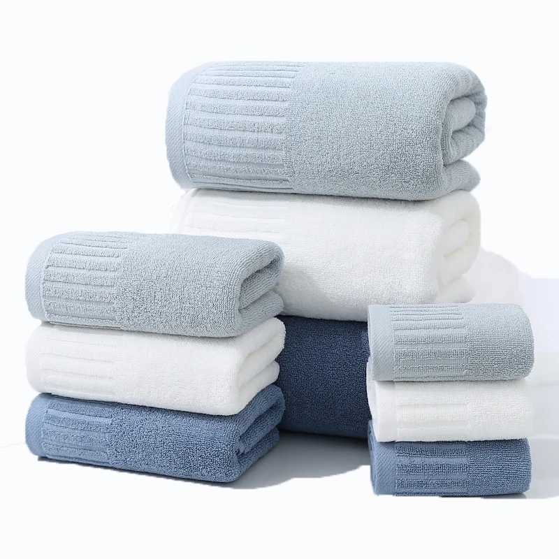 Male Gray Soft Absorbent Adult Household Bathroom Bath Washcloth Beach Bath Towel Set Female White