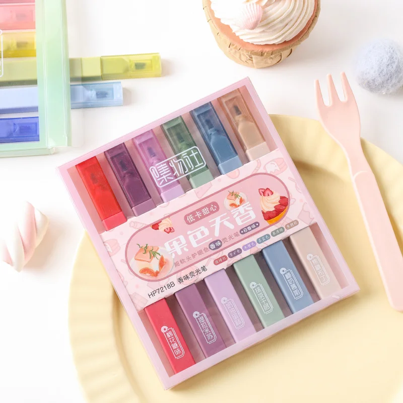 

6pcs/Lot Morandi Highlighter Pen Set Pastel Fluo for School Text Markers Stationery Highlighters