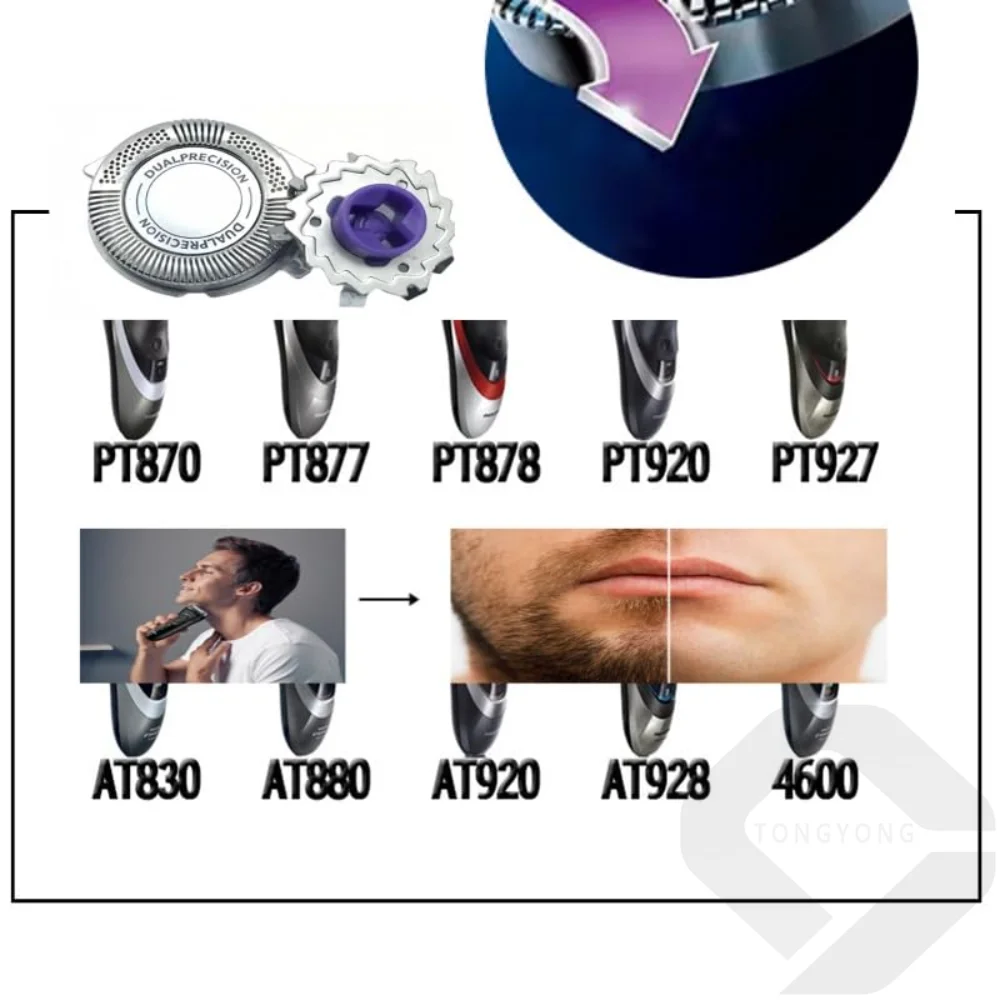 Фото HQ8 для Philips HQ7110 HQ7310 HQ7320 HQ7325 HQ7340 HQ7345 HQ7350 HQ7360 HQ7380 Совместимая бритвенная головка AT830 AT875 PT830 PT870 №5