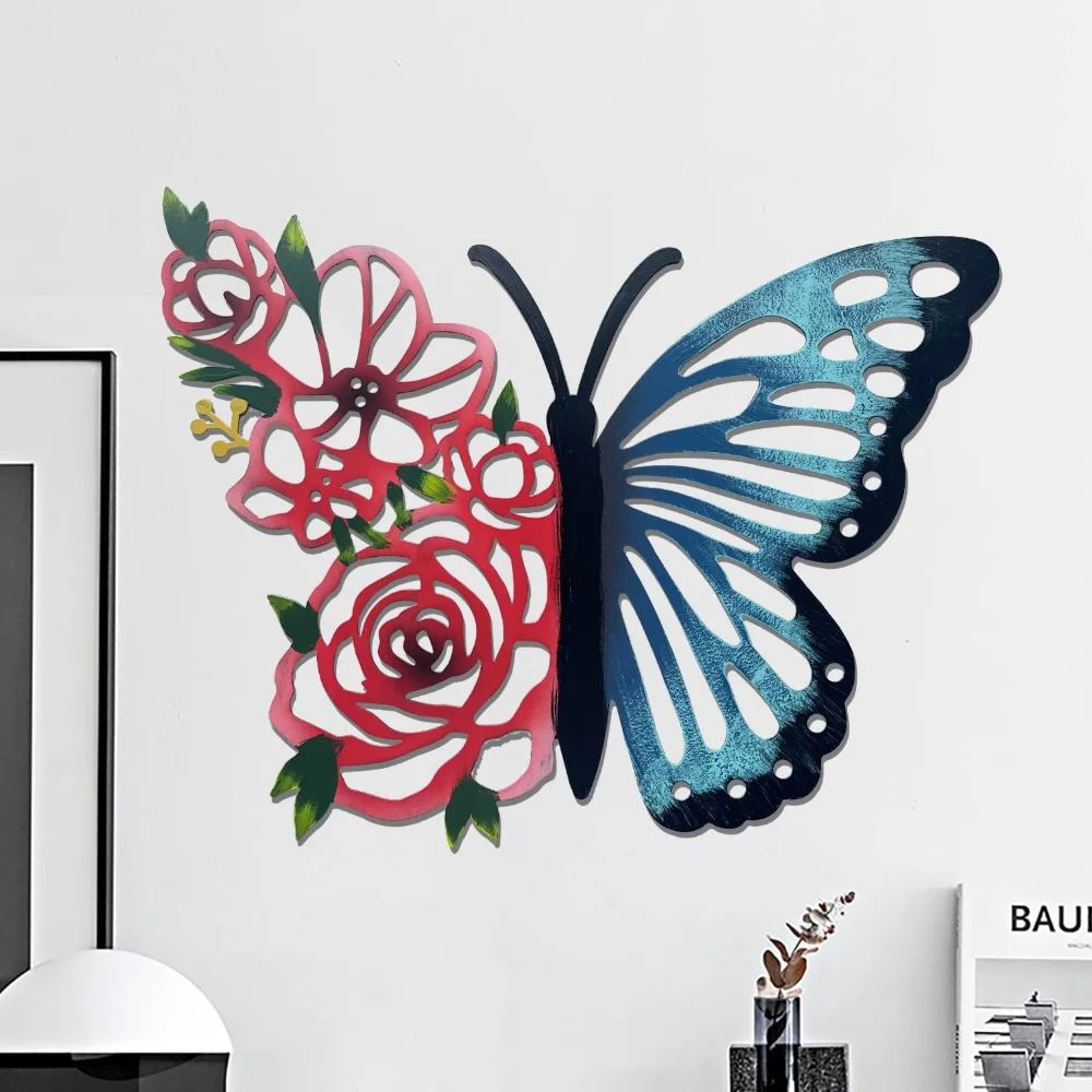 

Metal Rose Butterfly Colorful Pattern Home Hanging Decoration Bedroom Decorative Crafts Ornaments Home Decor Wall Decor Vintage