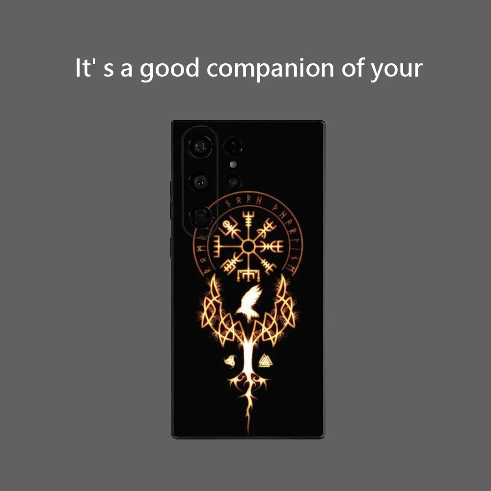 V-Viking Vegvisir Logo Phone Case for Samsung Galaxy S25 Ultra S22 S23 S24 S21 S20 5G Protective Soft Silicone TPU Funda