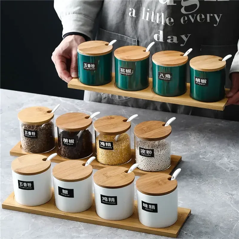 Нордическая кухонная банка для специй с крышкой керамический контейнер хранения