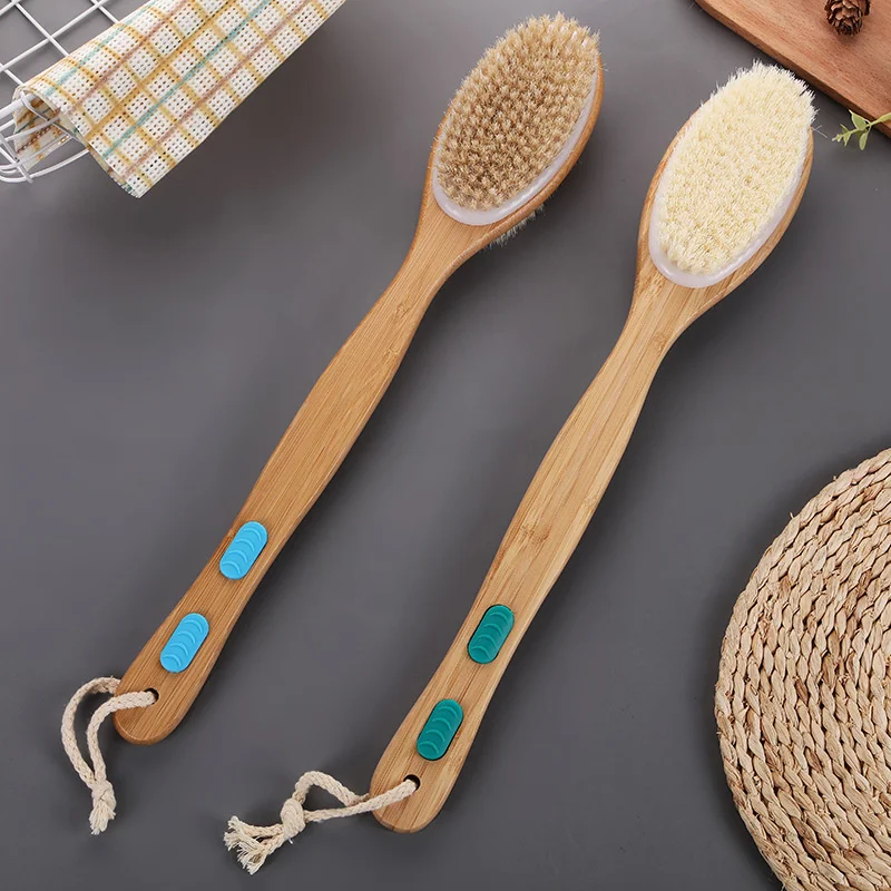 

Straight scrubbing brush Phyllostachys pubescens long handle double-sided bathing brush scrubbing brush bristle brush back PP