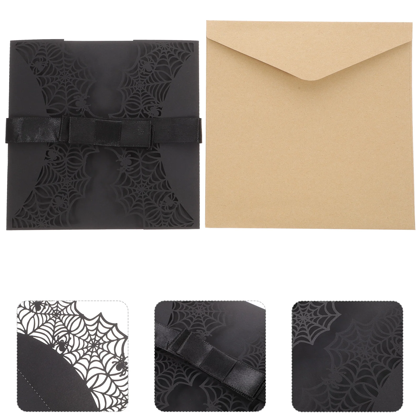 

Invitation Halloween Invitations Party Bowknot Cut Hallow Wedding Birthday Horror Spiderweb Spider Hollow Kits Invites Shower