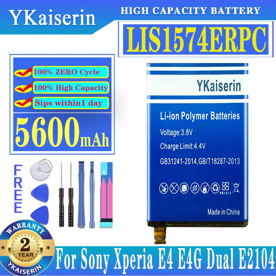

Аккумулятор ykaisin 5600 мАч LIS1574ERPC для Sony Xperia E4 E4G Dual E2104 E2105 E2114 E2115 E2124 E2003 E2006 E2053 E2033 E2043