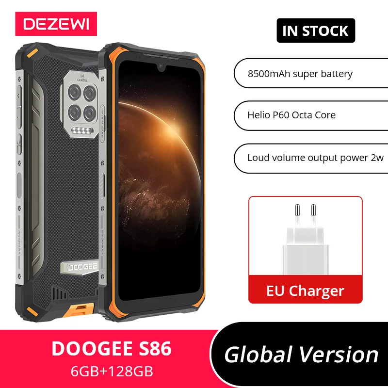 

Смартфон DOOGEE S86 защищенный, 6 + 128 ГБ, 8500 мАч, IP68/IP69K