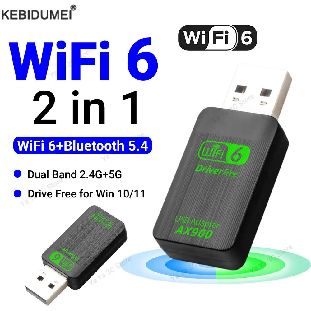 Фото 900 Мбит/с USB Wi-Fi Bluetooth 5.4 Адаптер 2в1 Dongle Двухдиапазонный 2,4G 5 ГГц USB Wi-Fi 6 Сетевая карта Wlan Приемник БЕСПЛАТНО №1