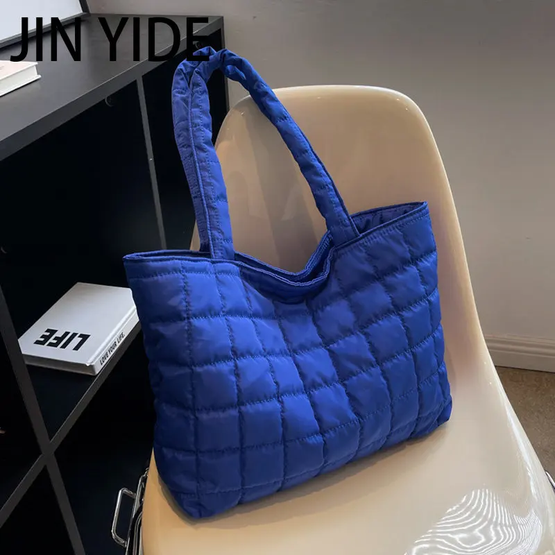 

JIN YIDE Large Capacity Winter Shoulder Bag New Solid Nylon Handbags Cotton Casual Tote Bags For Women Fashion Top Handle Bag