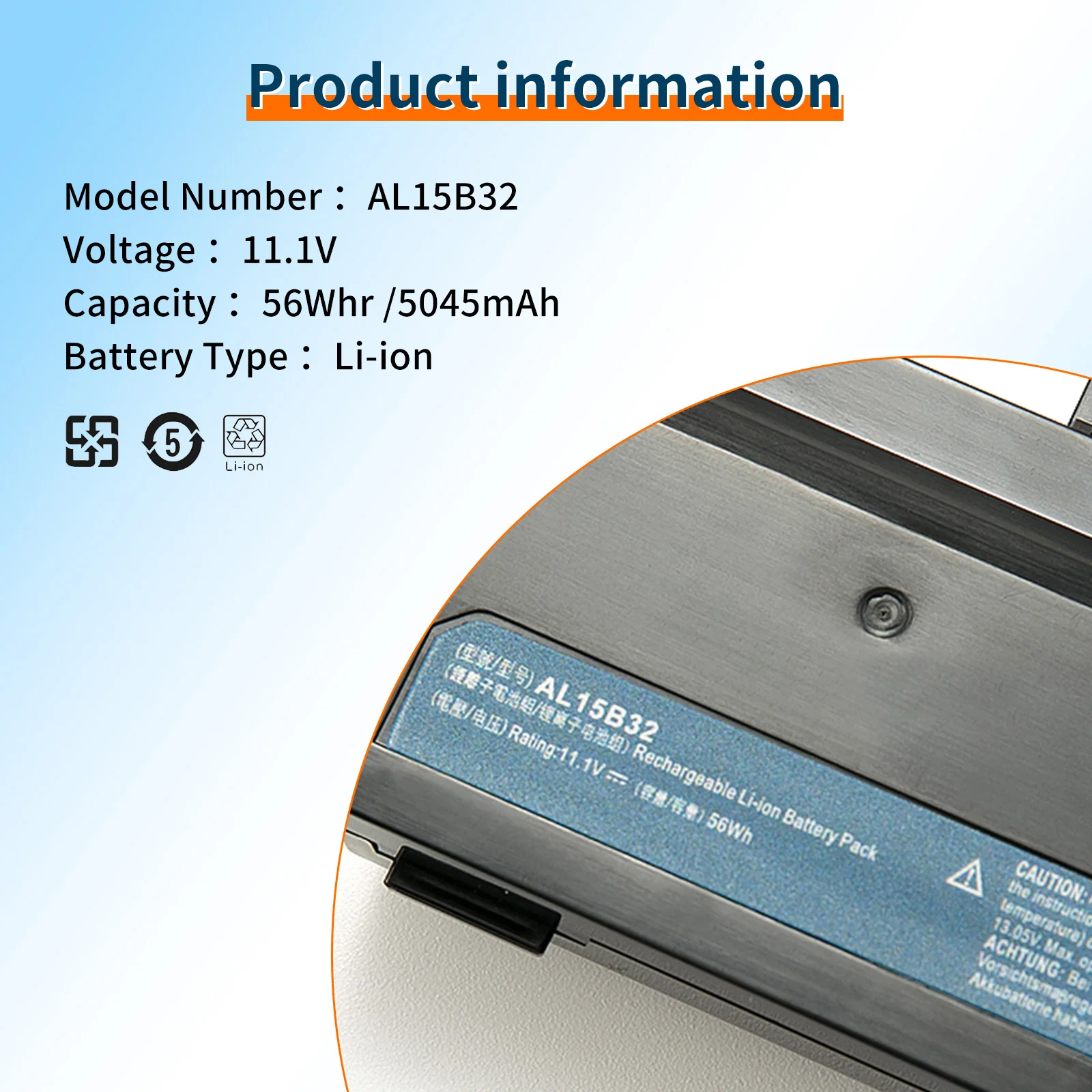 AL15B32 Аккумулятор для ноутбука ACER Aspire V15 DG2 V5-591G V5-591 серии T5000-73CF T5000-50HZ N15Q12 11 1 В 5040 мАч