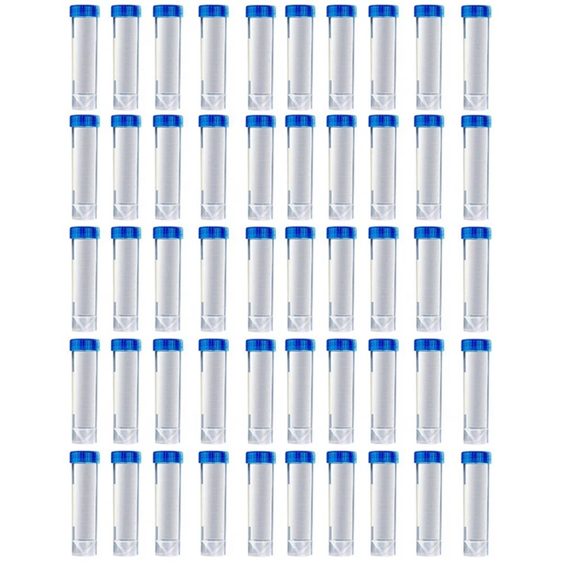 

50 шт. 50 мл Градуированные центрифужные трубки, лабораторные криофлаконы, синие пробирки с винтовой крышкой для анализа